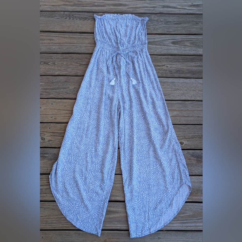 Japana Women's Grayish Blue Strapless Jumpsuit Medium